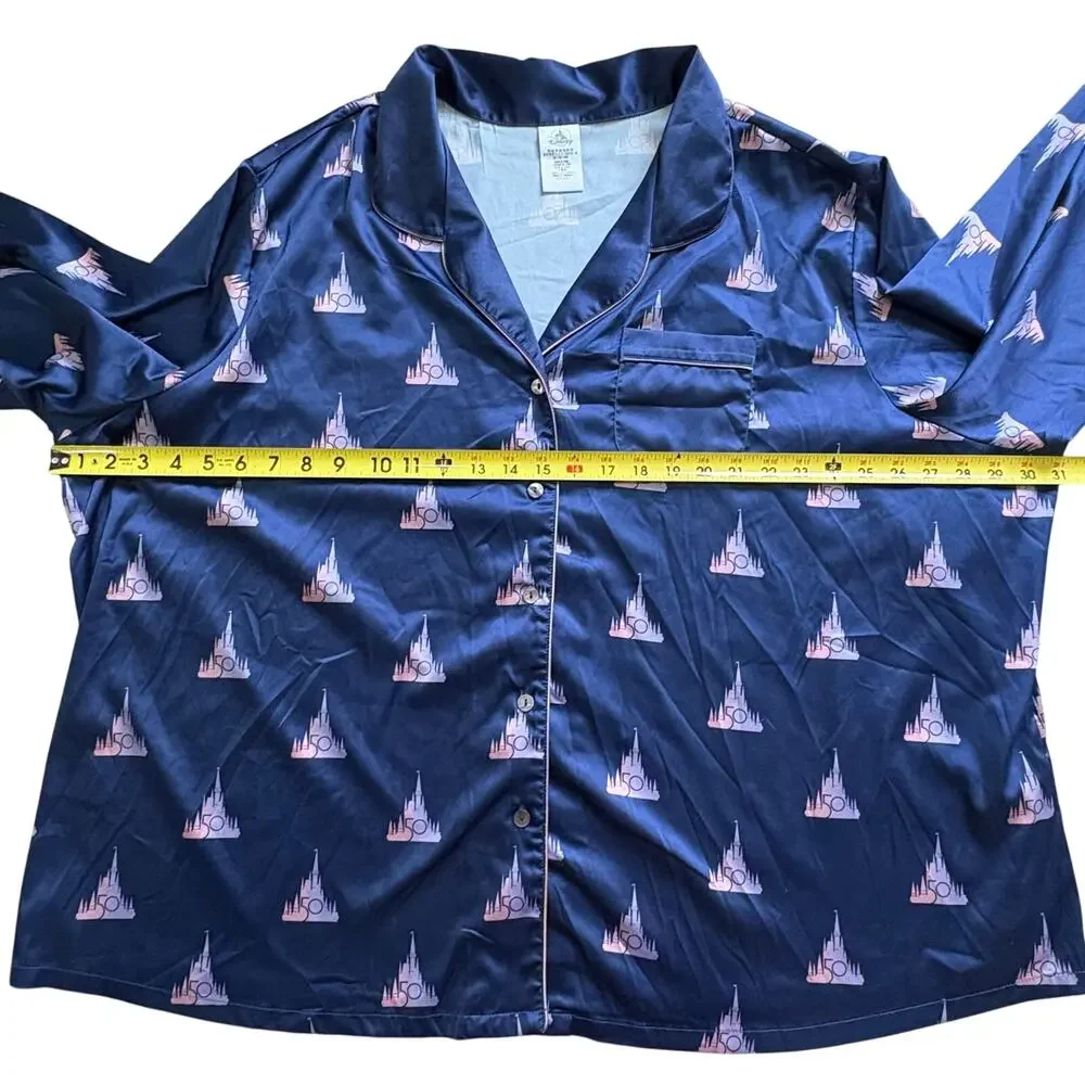 Walt‎ Disney World 50th Anniversary Satin Pajama Set Cinderella Castle 2 PC 3XL